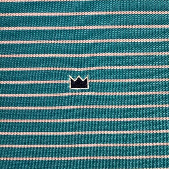 Crown & Ivy Shirt Mens Large Blue Pink Striped Long Sleeve Golf Polo Preppy Camp - Picture 3 of 12